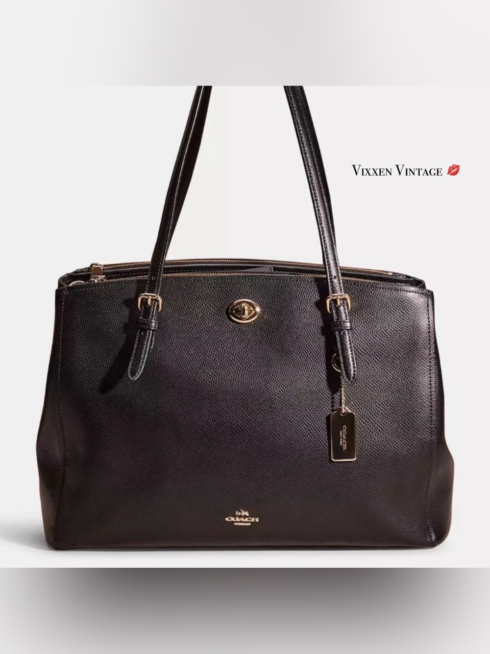 COACH 2019 'C1657-55681 TURNLOCK CARRYALL SATCHEL BAG' IN BLACK
